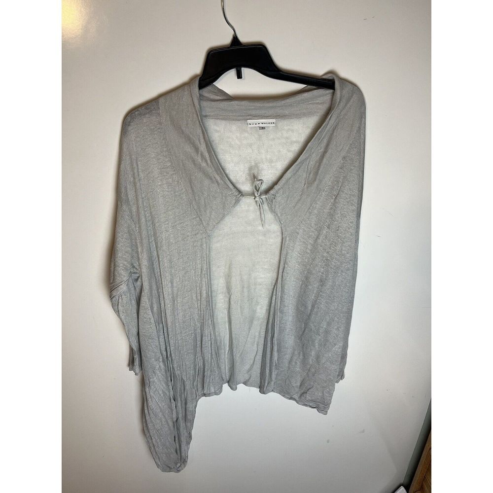 Bryn Walker Women's Gray Tie Neck Asymmetrical Long Sleeve‎ Jacket Cape Small
